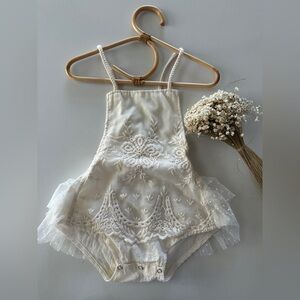 •sold•Boho Bohemian Dainty Lace Baby Milestone Photo Shoot Romper